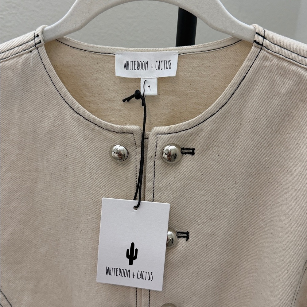 FAITH NAOMI Whitney Cropped Jacket Cream Silver Buttons Medium SOLD OUT NEW - Picture 9 of 11